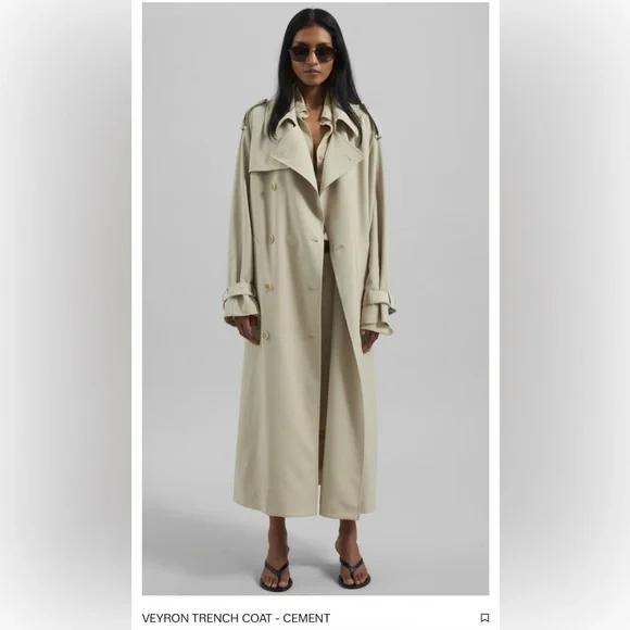 The Frankie Shop Veyron Belted Trench Coat in Cement - Picture 4 of 6